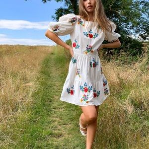 ASOS design all over embroidered mini dress